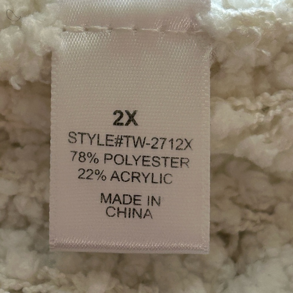 Zenana Premium | Size 2X Ivory V-Neck Textured Sweater - Picture 6 of 6